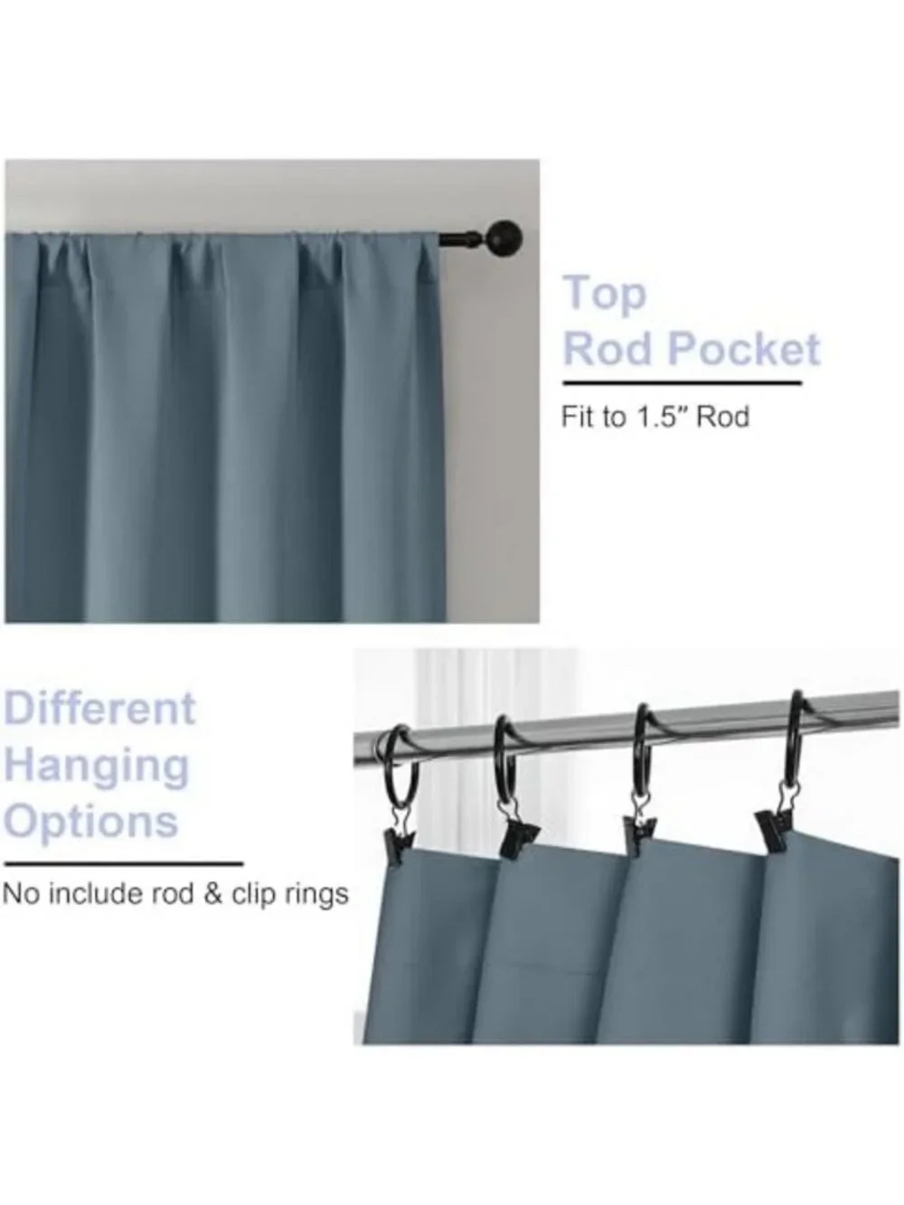 Elegant Stone Blue Blackout Curtains, 63